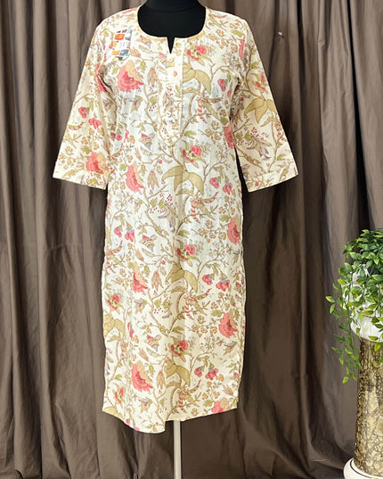 Mulmul cotton kurti - Kurti Connection USA