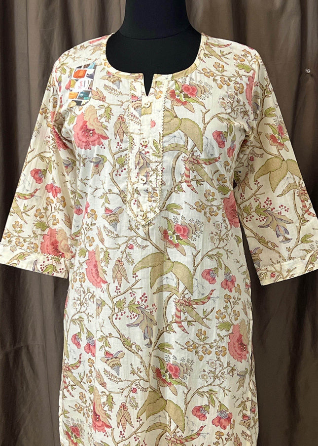 Mulmul cotton kurti - Kurti Connection USA