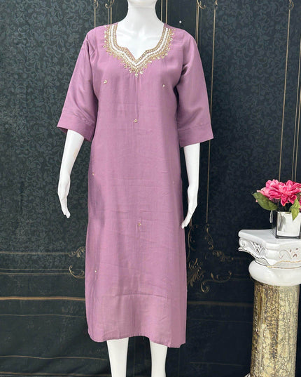 Silk kurti with pearl work - Kurti Connection USA
