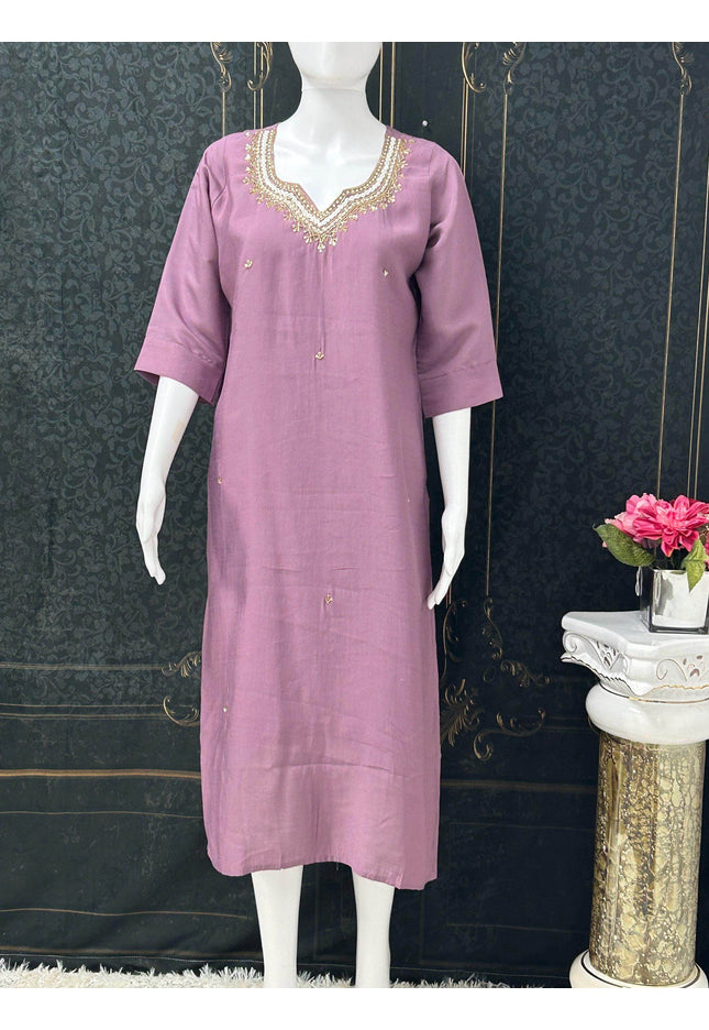 Silk kurti with pearl work - Kurti Connection USA