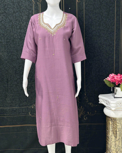 Silk kurti with pearl work - Kurti Connection USA