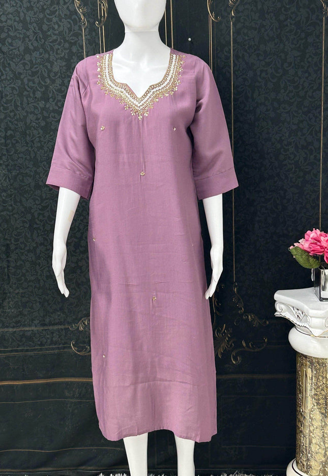 Silk kurti with pearl work - Kurti Connection USA