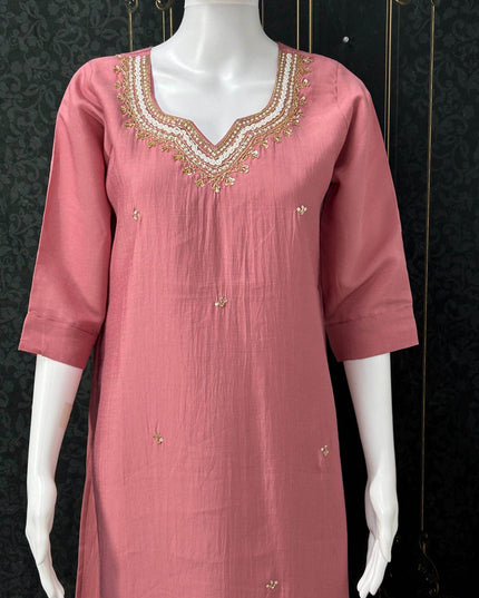 Silk kurti with pearl work - Kurti Connection USA