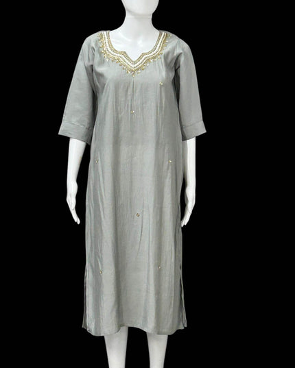Silk kurti with pearl work - Kurti Connection USA