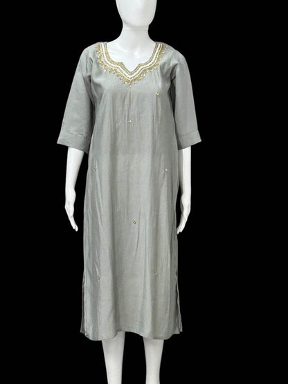 Silk kurti with pearl work - Kurti Connection USA