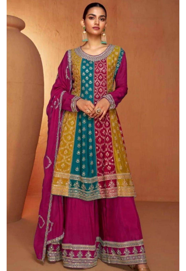 Multi color kurti Plazzo set - Kurti Connection USA