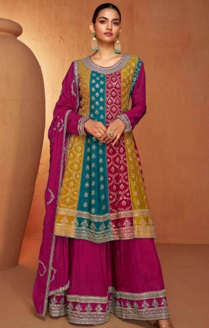 Multi color kurti Plazzo set - Kurti Connection USA