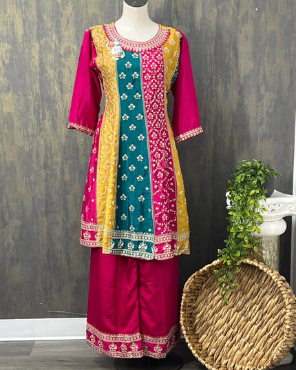 Multi color kurti Plazzo set - Kurti Connection USA