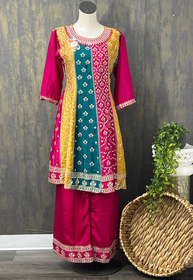 Multi color kurti Plazzo set - Kurti Connection USA