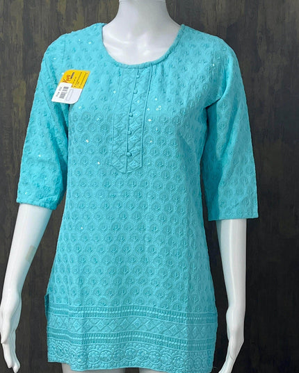 Chikankari short kurti - Kurti Connection USA