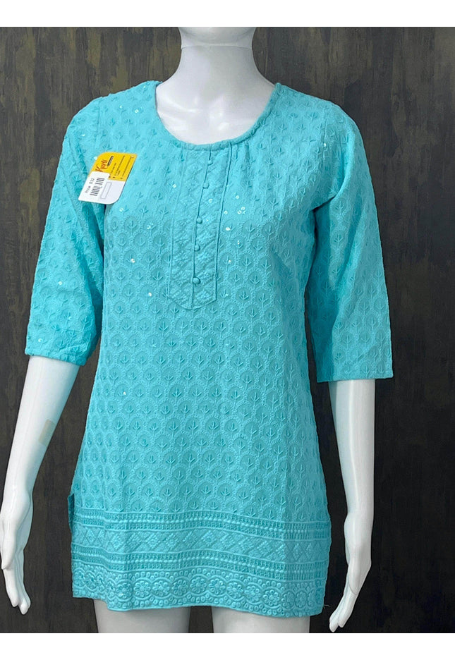 Chikankari short kurti - Kurti Connection USA
