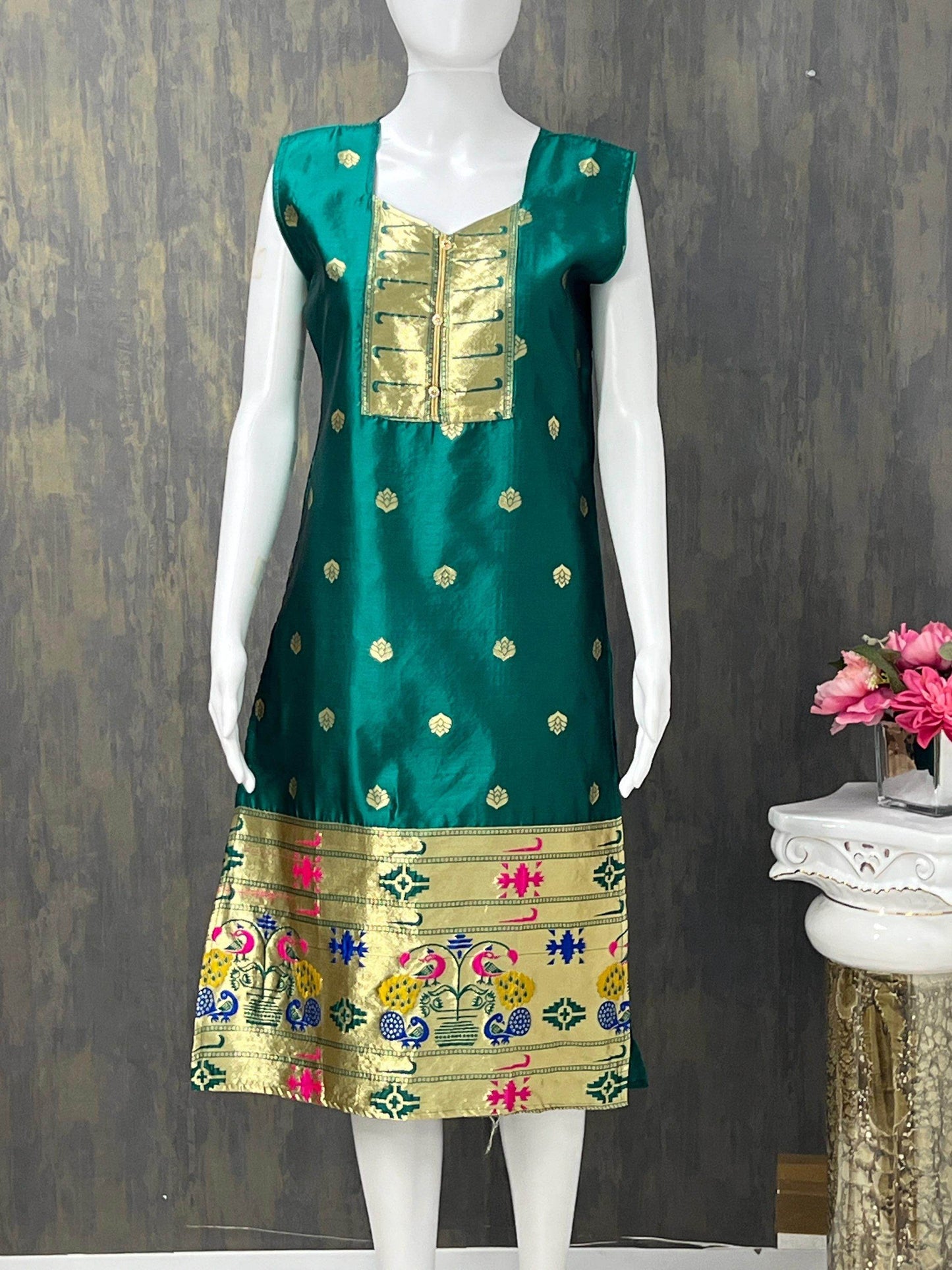 Paithani kurti / sleeves available - Kurti Connection USA