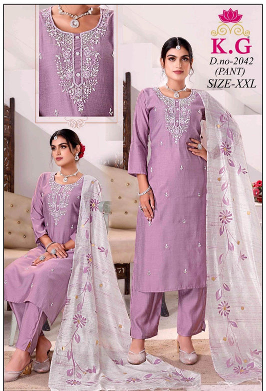 Linen silk kurti set - Kurti Connection USA