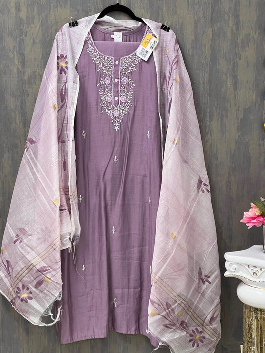 Linen silk kurti set - Kurti Connection USA