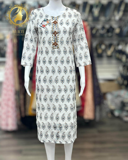 Cotton chikankari kurti - Kurti Connection USA