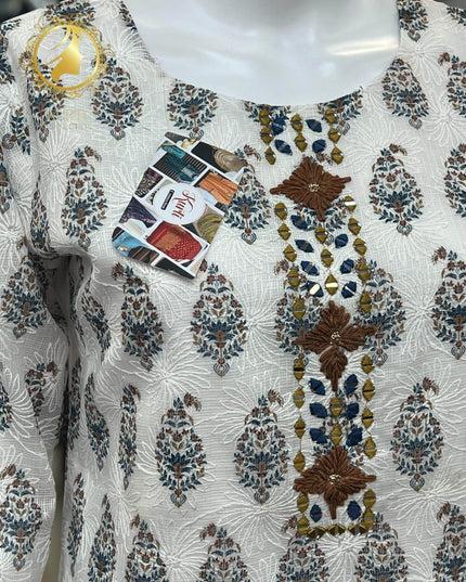 Cotton chikankari kurti - Kurti Connection USA