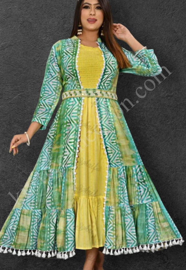 Rayon Kurti with jacket - Kurti Connection USA