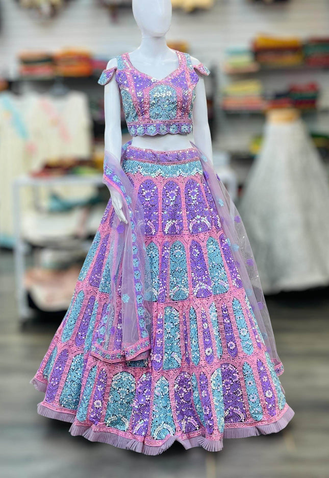 Heavy Bridal Lehenga | semi bridal Lehenga - Kurti Connection USA