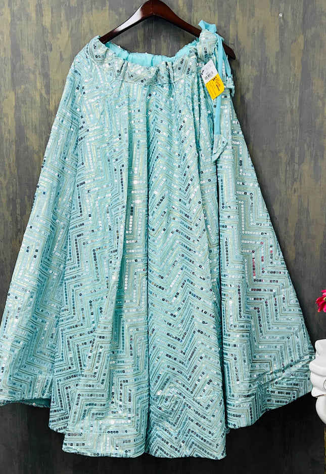 Sequin Lehenga | light blue - Kurti Connection USA
