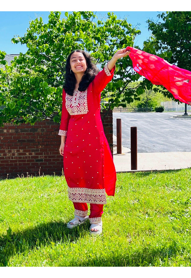 Soft silk salwar kameez set - Kurti Connection USA