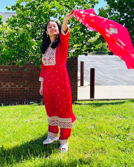 Soft silk salwar kameez set - Kurti Connection USA
