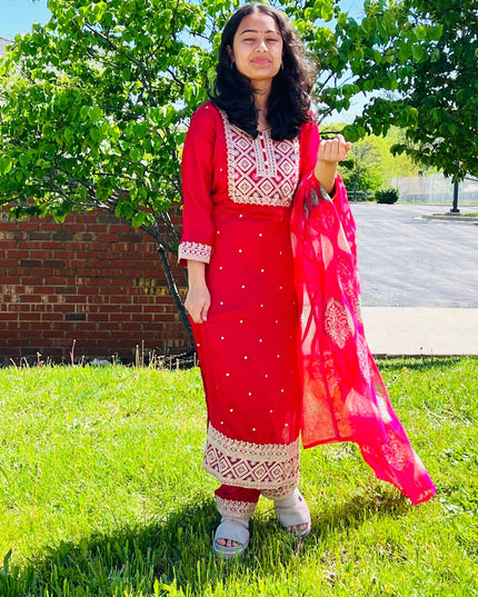 Soft silk salwar kameez set - Kurti Connection USA