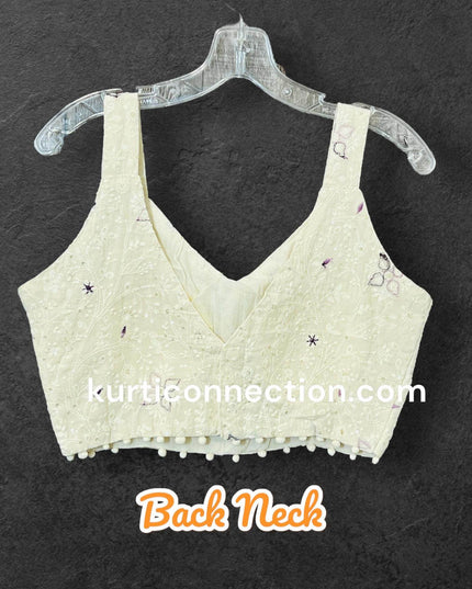 Cotton chikankari blouse - Kurti Connection USA