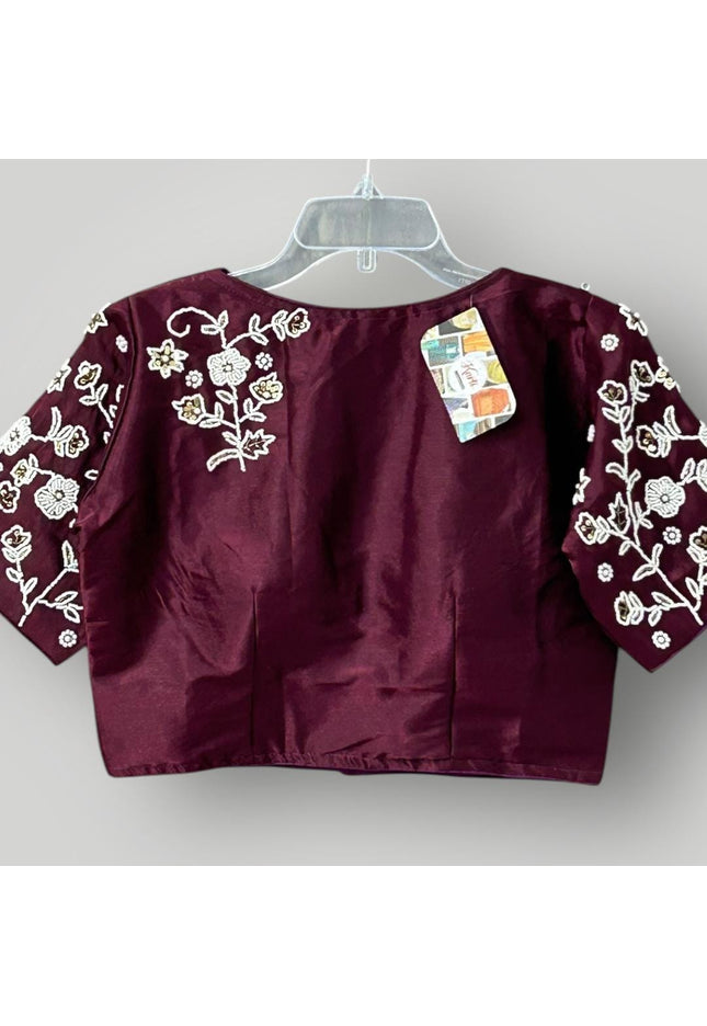 Silk Blouse | Pearl work - Kurti Connection USA
