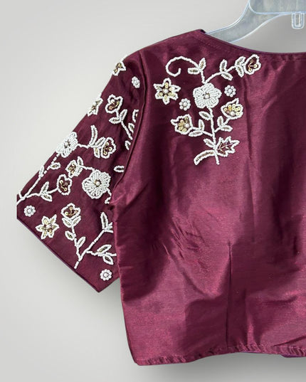 Silk Blouse | Pearl work - Kurti Connection USA