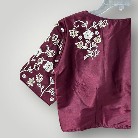 Silk Blouse | Pearl work - Kurti Connection USA