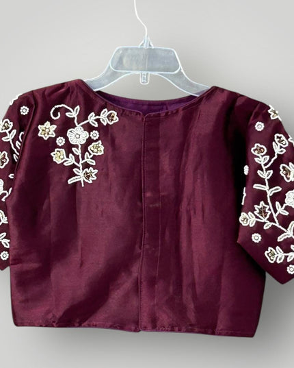 Silk Blouse | Pearl work - Kurti Connection USA