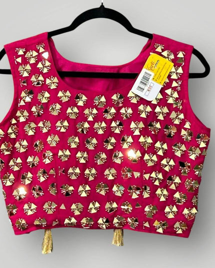 Mirror work Blouse with side zipper - Kurti Connection USA