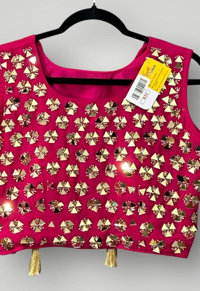 Mirror work Blouse with side zipper - Kurti Connection USA