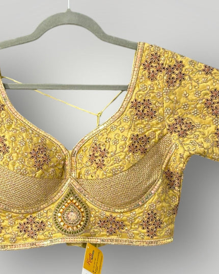 Golden Blouse | sabyasachi cut blouse - Kurti Connection USA
