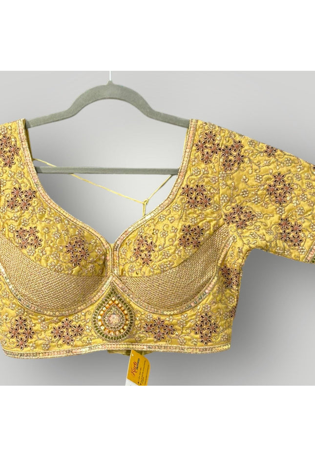 Golden Blouse | sabyasachi cut blouse - Kurti Connection USA