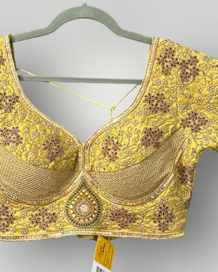 Golden Blouse | sabyasachi cut blouse - Kurti Connection USA