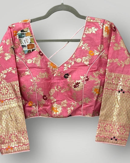 Pink Banarasi blouse - Kurti Connection USA