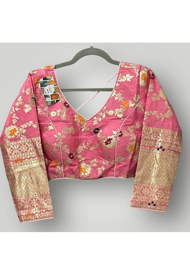 Pink Banarasi blouse - Kurti Connection USA