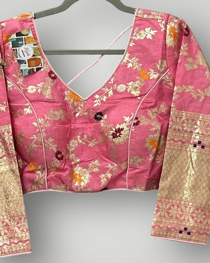 Pink Banarasi blouse - Kurti Connection USA
