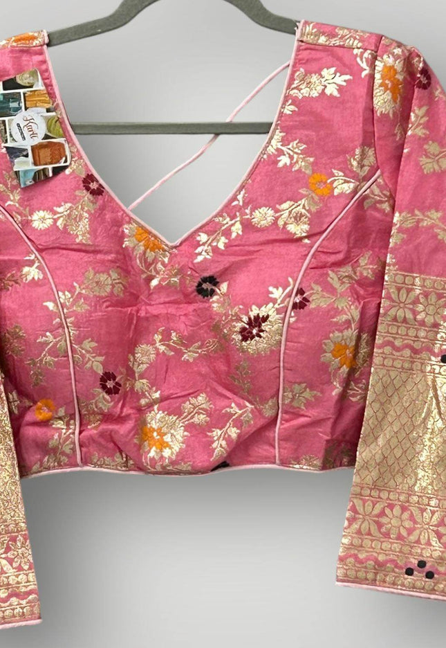 Pink Banarasi blouse - Kurti Connection USA