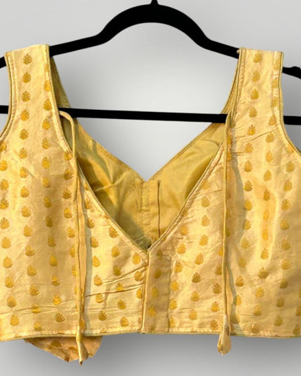 Sleeveless gold blouse - Kurti Connection USA