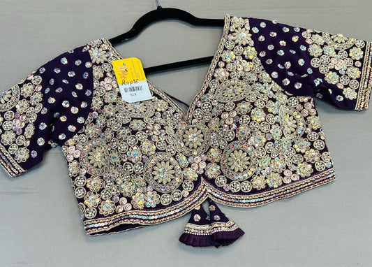 Heavy work blouse | purple blouse for saree/lehenga