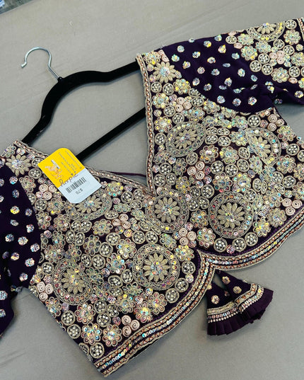 Heavy work blouse | purple blouse for saree/lehenga - Kurti Connection USA
