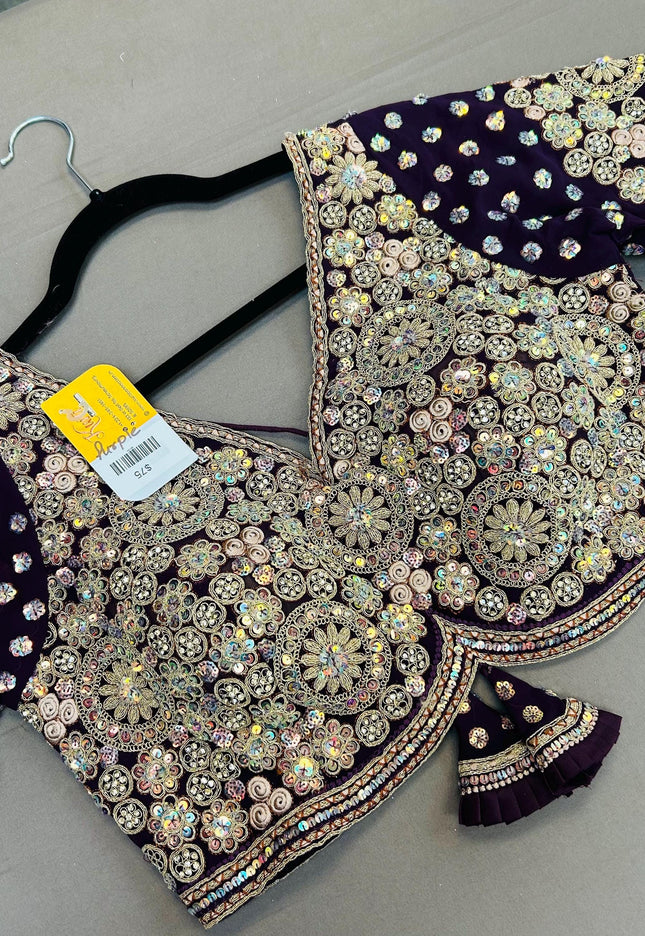 Heavy work blouse | purple blouse for saree/lehenga - Kurti Connection USA