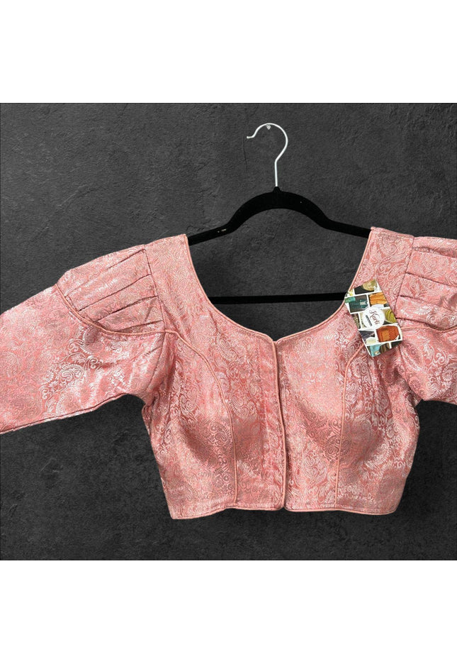 Peach silver blouse - Kurti Connection USA