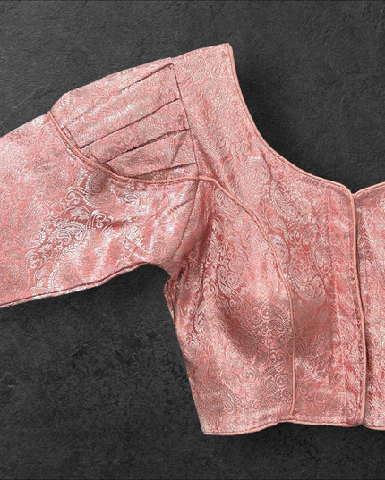 Peach silver blouse - Kurti Connection USA