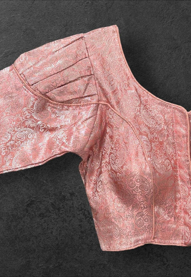 Peach silver blouse - Kurti Connection USA