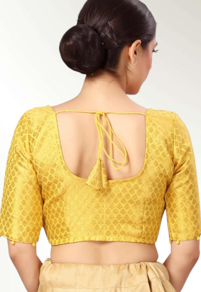 Plus size blouses for saree | light yellow - Kurti Connection USA