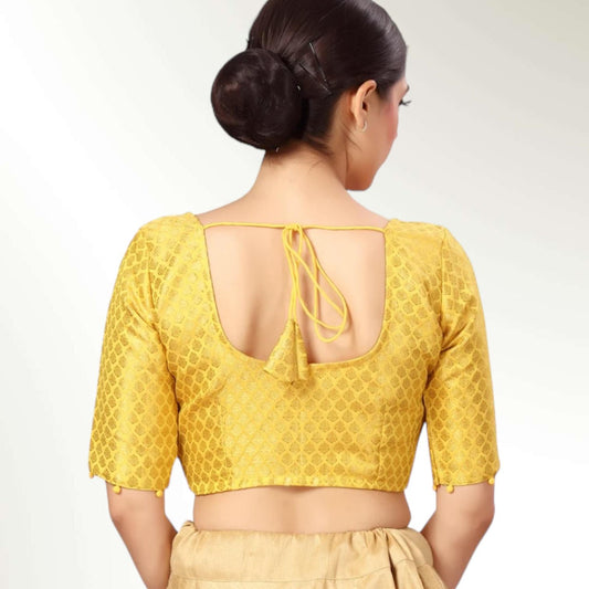 Plus size blouses for saree | light yellow - Kurti Connection USA