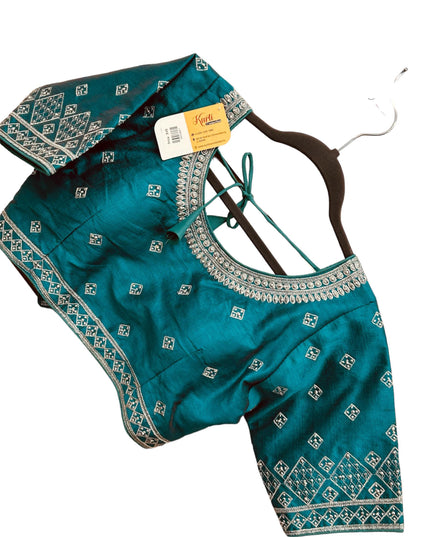 Silver embroidery blouses | readymade blouse for saree - Kurti Connection USA